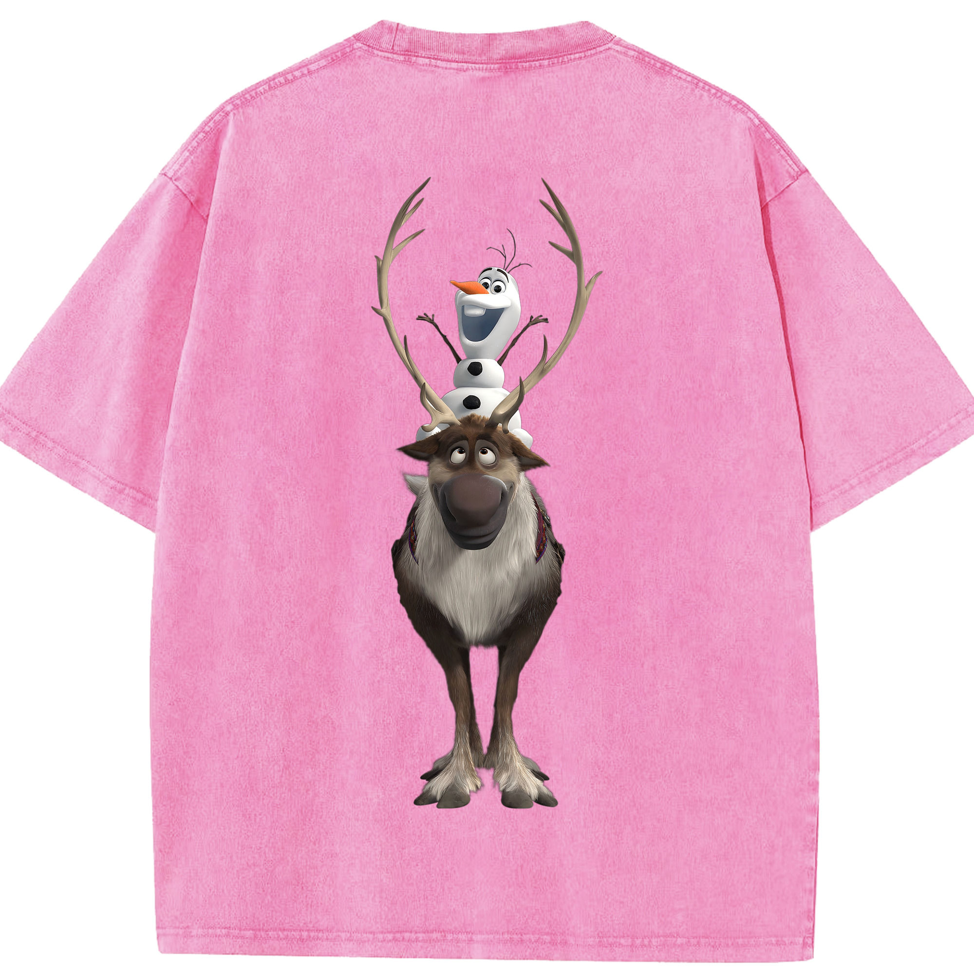 （画像用） アナと雪の女王 アンナ エルサ Frozen Anna Elsa 綿100% ヴィンテージ風 半袖Tシャツ（背面プリント）